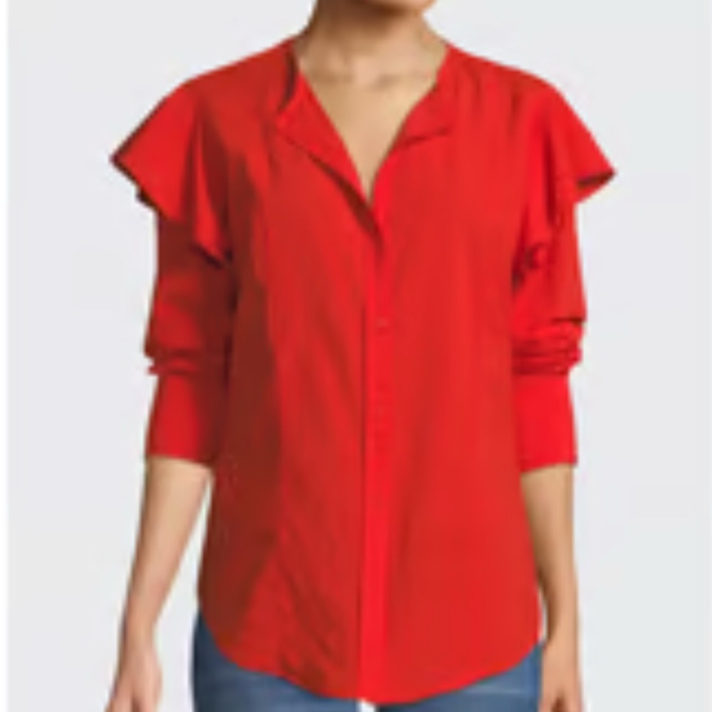 Current Elliott Ashley Ruffled Red Blouse - Picture 9 of 13